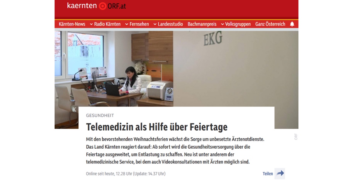Mehr medizinische Hilfe rund um die Feiertage in K&auml;rnten