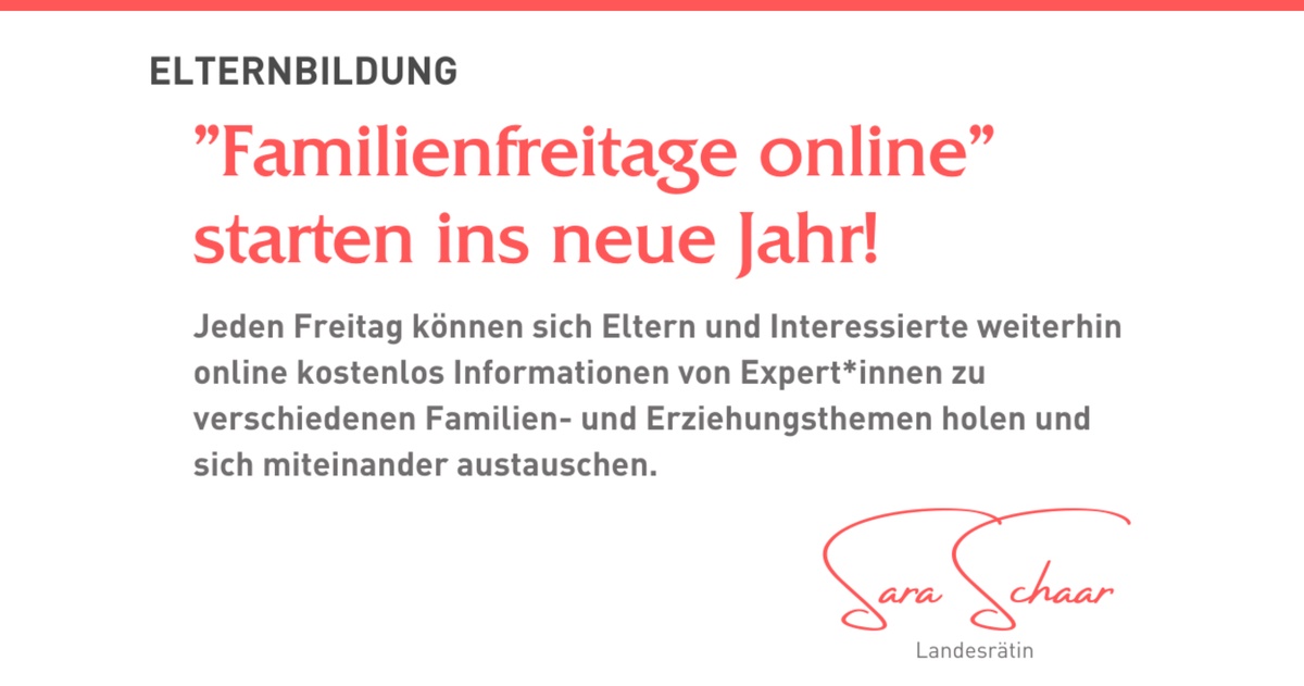 &bdquo;Familienfreitag &ndash; online&ldquo; startet ins neue Jahr