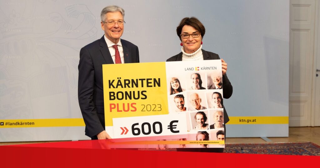 „Kärnten Bonus Plus 2023“: Ab heute für den 600-Euro-Bonus Antrag stellen – online oder im Gemeindeamt!