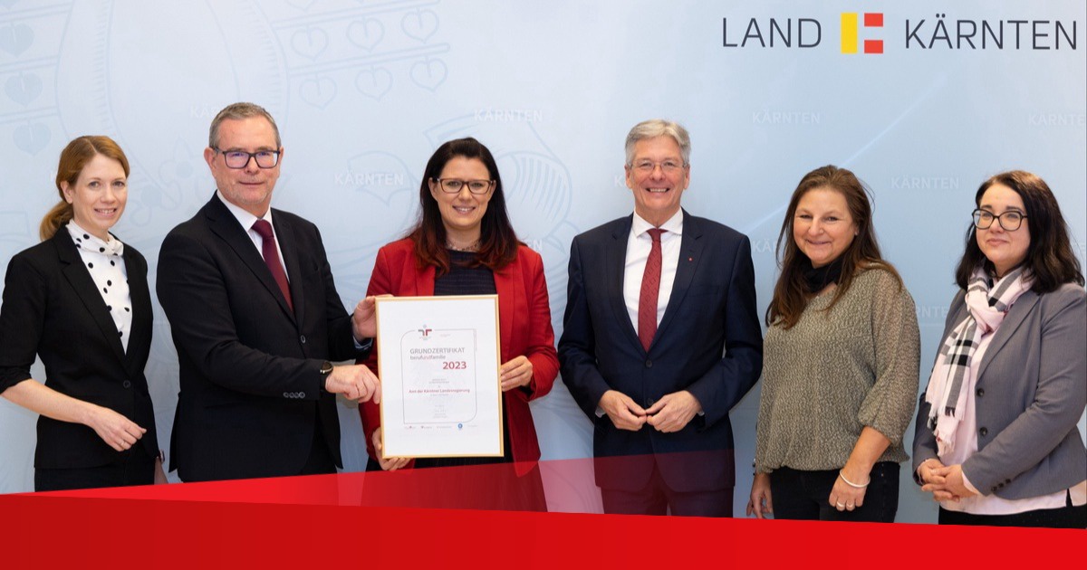 Land K&auml;rnten als familienfreundlicher Arbeitgeber ausgezeichnet
